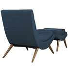 Modway Ramp Upholstered Fabric Lounge Chair Set - Azure-Cherry Stained Beech Wood Legs
