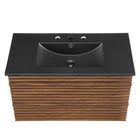 Modway Render 36" Wall-Mount Bathroom Vanity - Walnut/Black-Ceramic Sink Basin