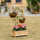 Outsunny Wooden Raised Garden Bed with Trellis - 24" x 12" x 49" -Back trellis board provides growing space for plants like grapes and vines
