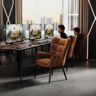 Homy Casa Guest & Reception Chairs - Suede Brown Fabric-Skin-friendly, breathable fabric for comfort throughout the year.