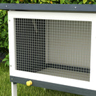 PawHut Wooden Outdoor Rabbit Hutch with Pull-Out Tray - Dark Grey-Galvanized wire allows you to observe your pet easily and ensures good ventilation 
