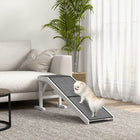 PawHut 59" L Pet Ramp with Non-slip Carpet - White-Made of quality pine wood for robust use 