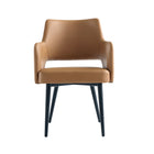 Manhattan Comfort Tremont 22.8" Modern Leatherette Upholstered Dining Arm Chair - Saddle-Modern Dining Arm Chair for Dining Room and Task Use