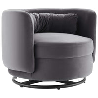 Modway Relish Performance Velvet Swivel Chair - Black Grey-Swivel Accent Chair