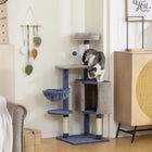 PawHut 48" Cat Tree with Condo, Hammock and Perch - Blue/Grey-Soft plush condo offers a private space, helping to reduce cat anxiety 