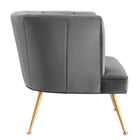 Modway Veronica Channel Tufted Performance Velvet Armchair - Grey-Dense Foam Padding