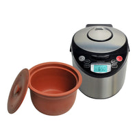 Vitaclay Smart Organic Top-Fired Multicooker - 4.2 qt.-Enjoy good health and create new nourishing traditions using the ancient art of clay pottery combined with modern innovation and technology. VitaClay Multicooker is one of the healthiest ways to cook rice or prepare a meal. VitaClay is LEAD FREE, ALUMINUM FREE, TEFLON FREE, and does not contain any non-stick chemicals. The unglazed clay pot acts as a seasoning chamber allowing you to cook dishes that are low in fat and cholesterol without added oil or g