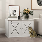 PawHut Hidden Cat Litter Box Enclosure - White-Specially designed cat door for easy access 