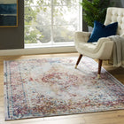 Modway Success Merritt Transitional Distressed Floral Vintage Medallion Area Rug - 4 ft W x 6 ft L - Multicolored-Tight Low Pile Weave