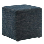 Modway Callum 17" Square Woven Heathered Fabric Upholstered Ottoman - Heathered Weave/Azure-Woven Heathered Fabric Upholstery