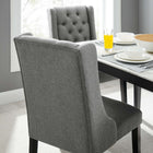 Modway Baronet Button Tufted Fabric Dining Chair - Light Grey-Fine Polyester Fabric Upholstery