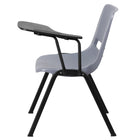 Flash Furniture Grey Ergonomic Shell Chair with Left Handed Flip-Up Tablet Arm-Ergonomically Contoured Design with Grey Plastic Back and Seat