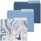 Merangue File Folders - Letter Size - Blue Swirl - 3 Pack-Reversible 1/2-cut file folders