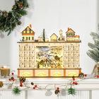 HOMCOM Light Up Christmas Advent Calendar Shop with Countdown Drawers - Village - Natural Wood-Suitable for home or office tables, mantle, desk, fireplace and etc. 