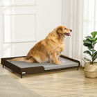 PawHut Elevated Dog Bed Frame with Soft Cushion - Brown-Elevated off the ground for comfort and to allow airflow on all sides