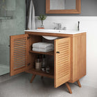 Modway Birdie 36" Teak Wood Bathroom Vanity Cabinet - Natural-Non-Marking Foot Caps