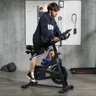 Soozier Adjustable Upright Stationary Exercise Bike w/ LCD Display - Black-Track your progress with an LCD screen that shows time, speed, distance, and calories burned 