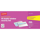 Staples Fold-and-Stick #9 Double Window Security Envelopes - 3-7/8" x 8-7/8" - White - 250 Pack-#9 envelopes are ideal as a return envelope and comfortably fit inside a standard #10 envelope