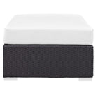 Modway Convene Outdoor Patio Fabric Rectangle Ottoman - Espresso/White-Machine Washable Cushion Covers