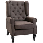 HOMCOM Fabric Accent Chair with Wood Legs - Rolled Arms for Bedroom - Brown-Great for living room, bedroom, office, meeting room and more
