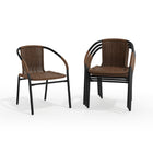 Flash Furniture Medium Brown Rattan Indoor-Outdoor Restaurant Stack Chair-Set of 4 patio chairs