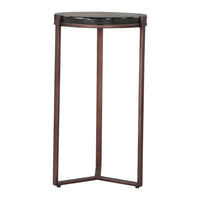 Zuo Daiza Side Table - Bronze-Recycled Sand Cast Glass round shape tabletop