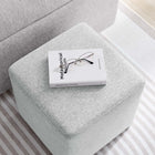 Modway Callum 17" Square Woven Heathered Fabric Upholstered Ottoman - Heathered Weave/Light Grey-Plastic Legs
