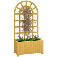 Outsunny Wooden Raised Garden Bed with Lattice Trellis - 23.6" x 11.8" x 47.2" -Features an elegantly curved lattice trellis for climbing plants
