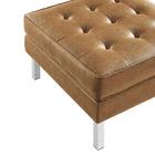 Modway Loft Tufted Vegan Leather Armchair and Ottoman Set - Silver Tan-9