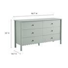 Modway Emmeline Scalloped 6-Drawer Dresser - Sage-Full-Glide Drawers