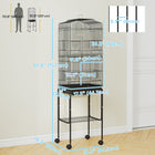 PawHut 62" H Rolling Bird Cage with Accessories, Detachable Stand and Storage - Black-Includes three wooden perches, a swing, and four plastic cups for food and water 