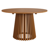 Modway Lane 47" Round Outdoor Teak Wood Dining Table - Natural-Teak Wood