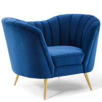 Modway Opportunity Performance Velvet Armchair - Navy-Vintage Glamour Style