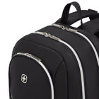 Swiss Gear Womens Laptop Backpack - Black-Front organizer pocket with elastic pen loops and metal clip key/fob lanyard