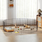 PawHut 24" H Foldable 12 Panel Metal Exercise Pet Playpen - Black-Easy set-up & no tools required for assembly