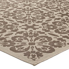 Modway Ariana Vintage Floral Trellis Indoor/Outdoor Area Rug - 8 ft W x 10 ft L - Light/Dark Beige-Stain Resistant / Easy To Clean