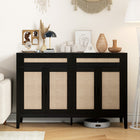 HOMCOM 52.8" L Sideboard Buffet Cabinet with Storage - Black-Functions as a living room cabinet, console cabinet, or TV stand (max 60")