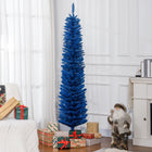 HOMCOM 7' Pencil Artificial Christmas Tree - Deep Blue-Realistic branches give a full and lush look to the tree 