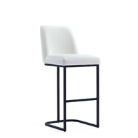 Manhattan Comfort Serena 17.71" Modern Leatherette Upholstered Barstool - White-Modern Barstool with Backrest Perfect for Bar and Kitchen Use