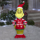 GEMMY Airblown Inflatable Christmas Grinch with Merry Grinchmas Ugly Sweater-Includes stakes and tethers
