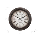 Monarch Specialties Clocks 20" Round Wall Clock - Brown-Durable plastic frame with a glass surface for a sleek look that will complement any home decor style