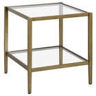 Hudson&Canal Hera 20"W Square Side Table with Glass Shelf - Antique Brass-A modern contemporary design for your living room, bedroom, and more
