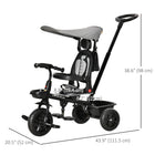 Qaba 4-in-1 Kids Tricycle and Push Bike - Grey-The seat angle is adjustable and the seat is reversible 