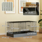 PawHut 24" H Small Pet Cage with Removable Top, 2 Separate Areas, Waterproof Bottom Liner, Ramp and Perch-Waterproof Oxford fabric bottom prevents moisture damage 