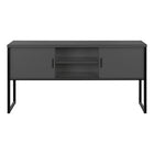 Monarch Specialties 72" L Office Hutch with Storage Doors - Grey Laminate - Black Metal-Product dimensions: 70.75 in. L x 15.5 in. D x 36 in. H