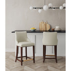 Manhattan Comfort Shubert 22.64" Modern Leatherette Upholstered Counter Stool - Ivory - 2 Pack-Frame Made of Solid Beech Wood with Rich Dark Finish - Features a Gold Metal Foot Plate