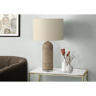 Monarch Specialties 28" H Contemporary Table Lamp - Brown Resin / Beige Shade-Equipped with a convenient 3-way switch to operate up to a 100W bulb (3-way bulb not included), effortlessly adjusting the brightness to illuminate a cozy corner or brighten your workspace