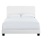 Modway Celine Channel Tufted Performance Velvet Full Platform Bed - White-Reinforced Center Beam With Support Legs