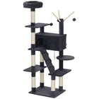 PawHut 59" Large Cat Tree with Sisal Scratching Posts - Dark Grey-Features a multi-level design, meeting your cat's climbing instincts 