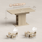 HOMCOM 43.3"-51.2" Extendable Dining Table with Open Storage Shelves for 4-6 - Natural Wood-Its natural wood-grain finish adds a touch of warmth to any dining room